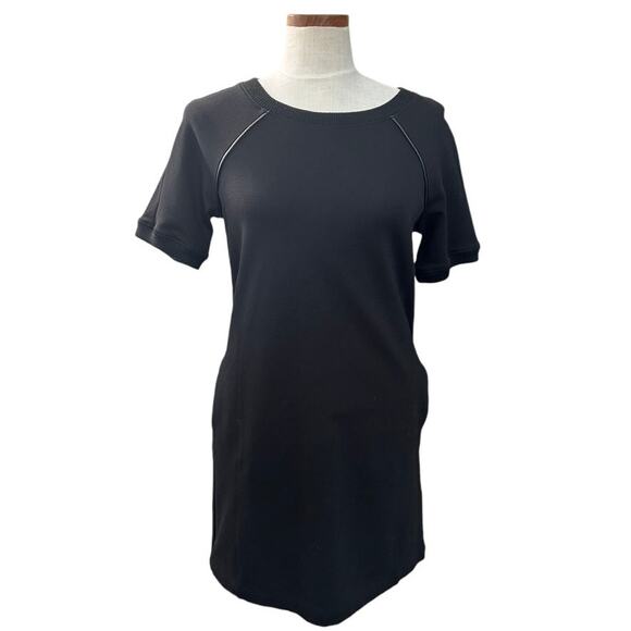 NWT Michael Stars $188 Black Ponte Shift Dress S Neutral Casual Relaxed Fit Fall - Picture 1 of 16